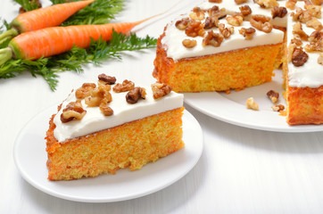 Appetizing piece of carrot cake