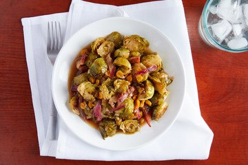 A bowl of healthy and delicious roasted brussells sprouts