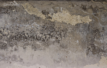 The texture of gray concrete, the trace of the stained paint of dark gray color, the structure of stains, pieces of concrete