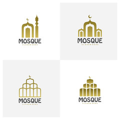 Set of Mosque Logo Template Vector, Creative Mosque logo design concepts, Emblem, Symbol, Icon