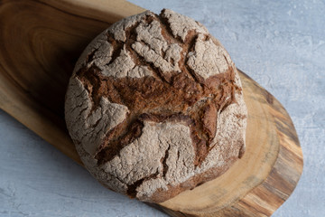 Homemade Freshly Baked Country Bread made from wheat and whole grain flour