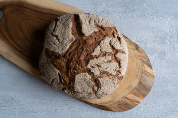 Homemade Freshly Baked Country Bread made from wheat and whole grain flour