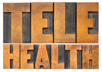 telehealth word abstract in letterpress wood type