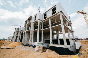 
construction of a new house in a modern residential quarter with a European design