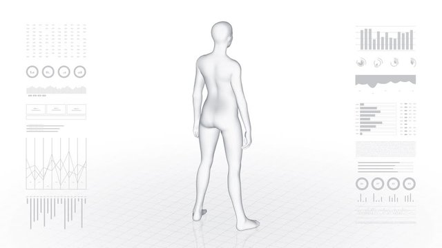 Girl with pathology. 3d body of women. Female human figure.