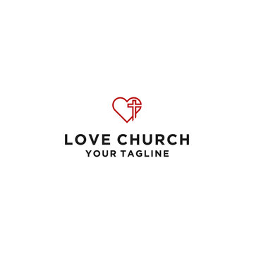 Creative Church Love Logo Template Design Vector