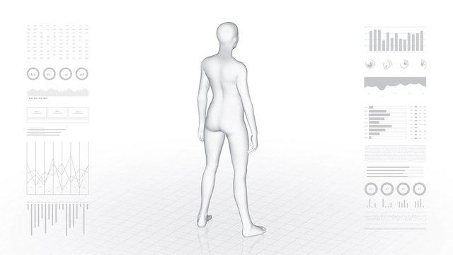 Girl with pathology. 3d body of women. Female human figure.