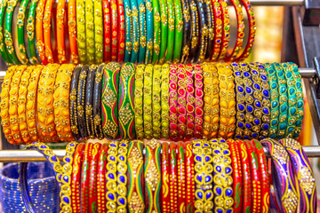 Fototapeta na wymiar background of colorful indian bangles