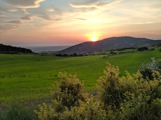 sunset over the mountains