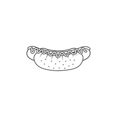 Outline hot dog. Sticker, wallpaper, icon, web design, card, poster