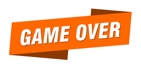 game over banner template. game over ribbon label sign