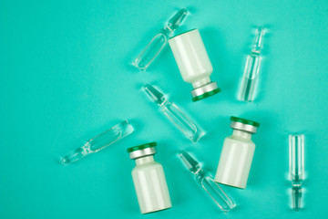 Naklejka premium medical instruments for vaccination against virus diseases in epidemics and pandemics, syringe with vaccine