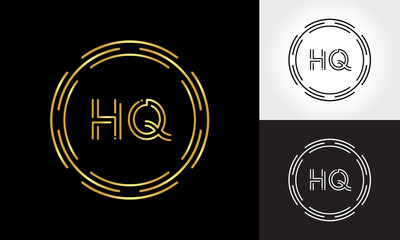 HQ Logo Design Vector Template. Initial Circle Letter HQ Vector Illustration