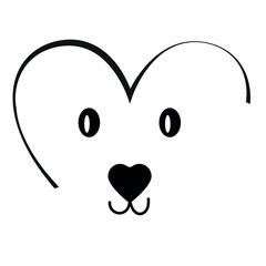 Happy animal face, heart line, vector illustration