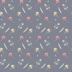 watercolor flowers seamless pattern.