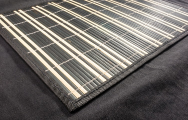 brown bamboo Mat - stand food, close-up, macro