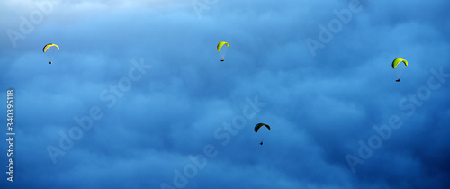 People Paragliding Over El Teide National Park
