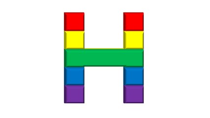 3D FIVE COLOR BUMPY SOFT TEXTURE ENGLISH ALPHABET : H