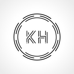 Initial Letter KH Logo Design vector Template. Digital Abstract KH Circle Logo Design Vector Illustration