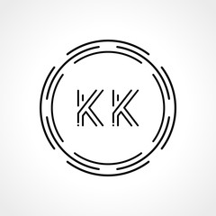Initial Letter KK Logo Design vector Template. Digital Abstract KK Circle Logo Design Vector Illustration