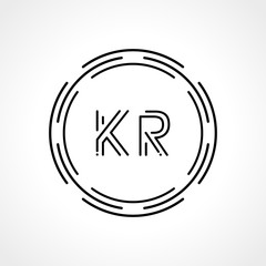 Initial Letter KR Logo Design vector Template. Digital Abstract KR Circle Logo Design Vector Illustration