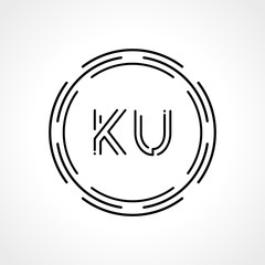 Initial Letter KU Logo Design vector Template. Digital Abstract KU Circle Logo Design Vector Illustration