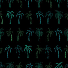Vector classic black horizontal tropical coconut trees horizontal seamless pattern background