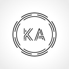Initial Letter KA Logo Design vector Template. Digital Abstract KA Circle Logo Design Vector Illustration