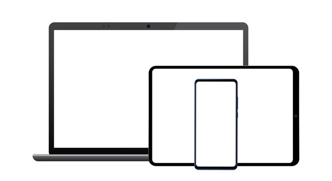 Realistic vector set of latop, tablet and smartphone.Modern premium electronic devices set mockup.