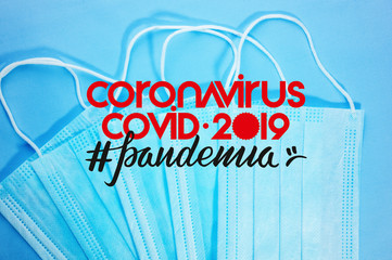 Background concept for news about the novel coronavirus COVID-19 pandemic, antiviral medical mask...