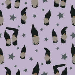 Cute gnomes in green vector seamless pattern