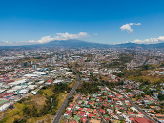 Fototapeta na wymiar Beautiful aerial view of the city of San Jose with view of the Sabana Park and the Stadium.