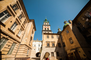 Beautiful old city with castle in Europe