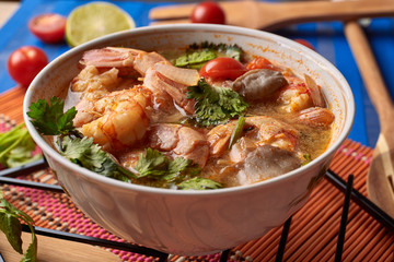 Tom Yam Kung - spicy Thai Food with shrimps