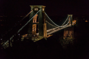 Suspension bridge at night