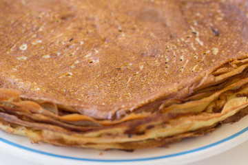 Homemade pancakes on plate closeup - 340400517