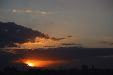 Sunrise with the shadows of the neighborhoods in Jerusalem