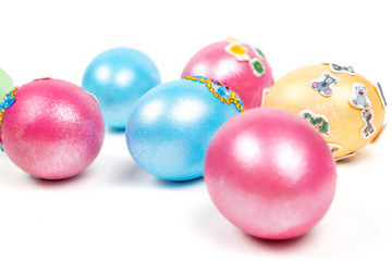 colorful eggs on white
