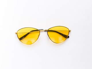 yellow sunglass frame isolated stock image.