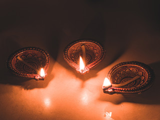Decorated diya photo for indian festivals.