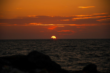 atardecer en la playa, mar caribe 