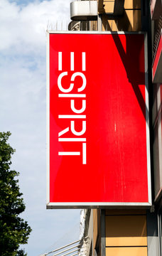 Munich, GERMANY,  Esprit logo on a store front. Esprit is a manufacturer of clothing, footwear, accessories, jewellery and housewares under the Esprit label.