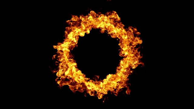 4K motion background. Burning ring of fire. 3d rendering. Fiery font letter. Seamless loopable animation. 