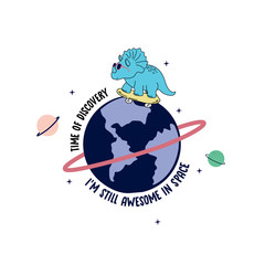 dino planet color galaxy travel skate explorerime boy tee illustration art vector