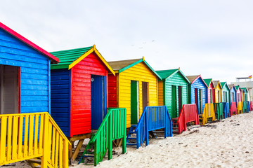 Naklejka premium Colourful St. James Beach Houses,Capetown