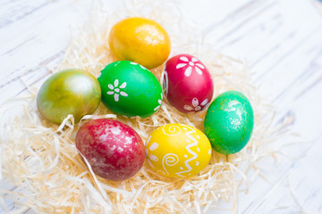 Fototapeta na wymiar Easter eggs on a light background