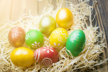 Fototapeta na wymiar Easter eggs on a light background