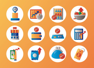 bundle of price hike set icons
