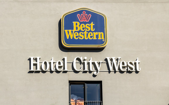 Nurnberg, Germany : Lettering And Logo Of The The Best Western Hotel Nurnberg. Best Western Is The World's Largest Hotel Group With More Than 4,200 Hotels.