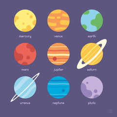 Solar System 9 Planets Vector Set © e.polonski